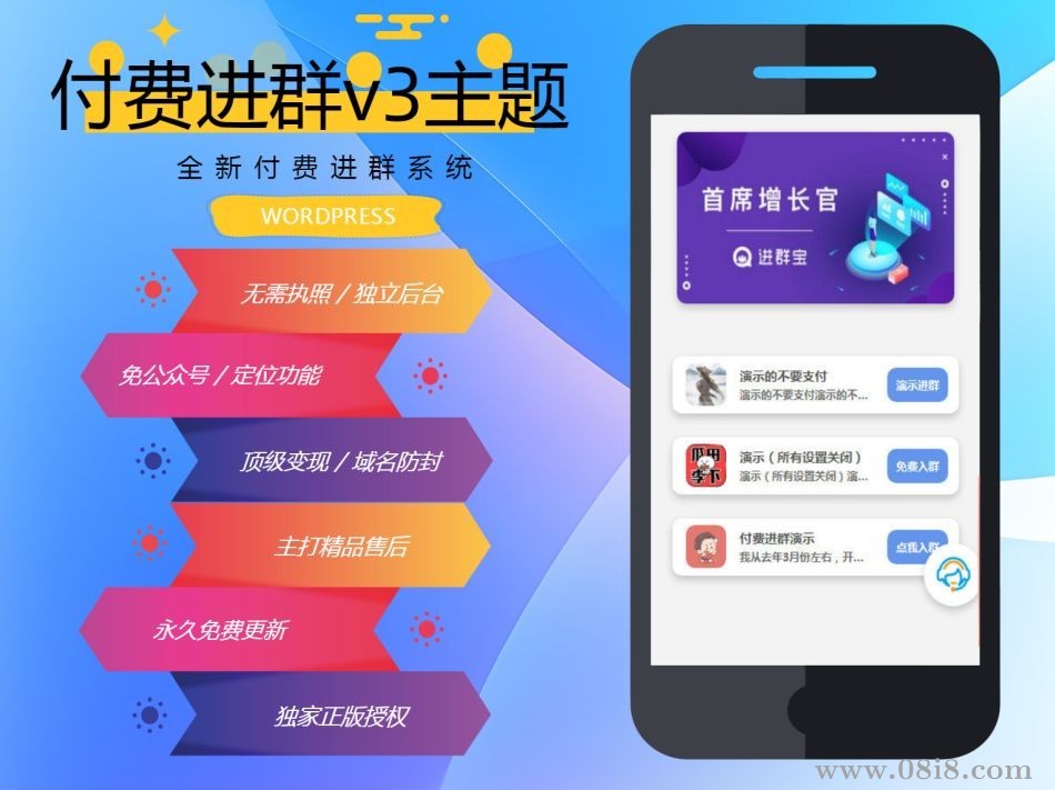 wp付費進群系統V3源碼(授權碼)