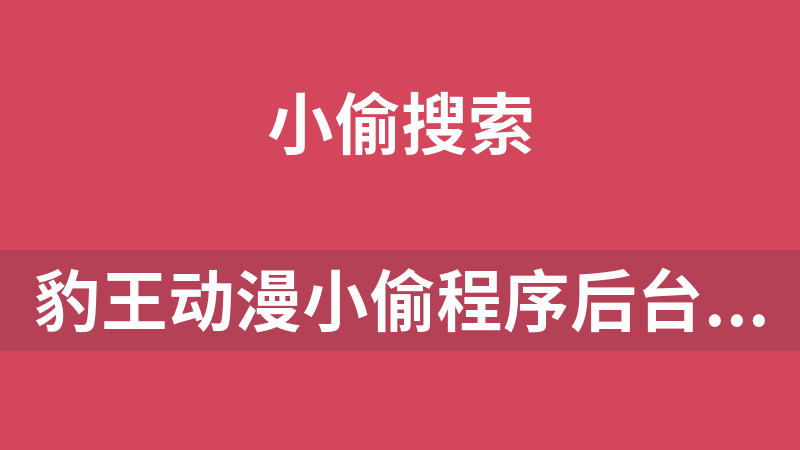 豹王動漫小偷程序后臺管理 2.1