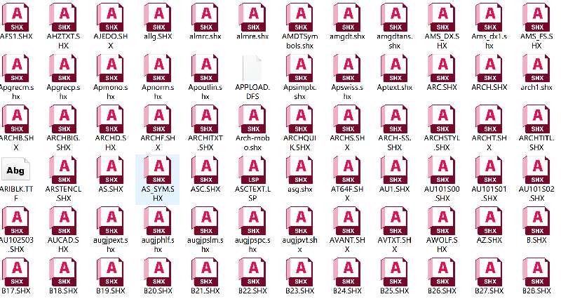 點擊放大 共享資源網2458款CAD字體SHX字體