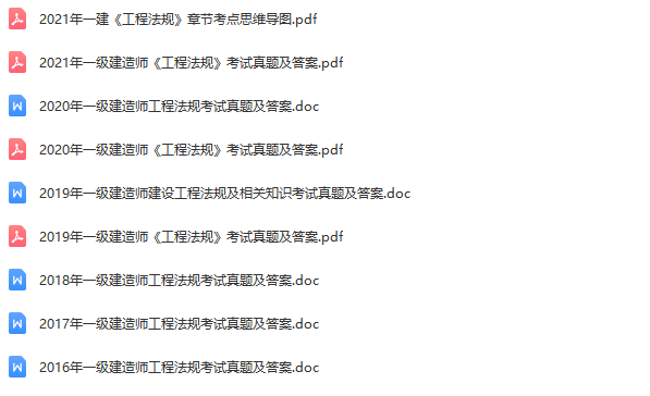 點擊放大 一級建造師《工程法規》考試真題及答案集合(2004-2021)