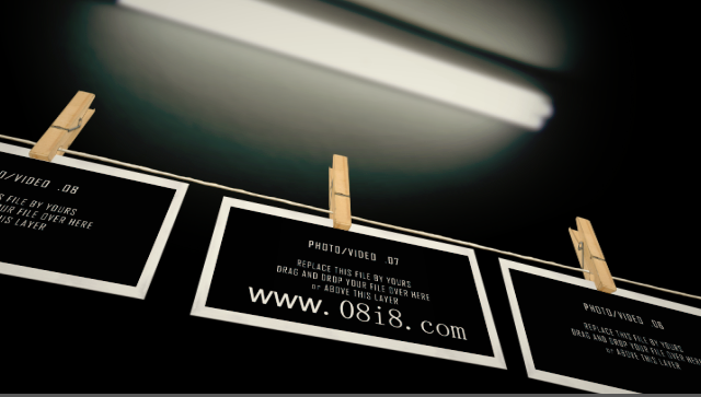 照片展示AE模版木夾繩子