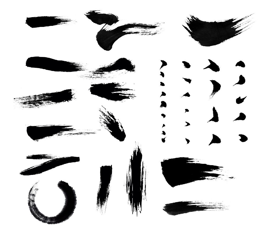 毛筆字體筆觸設計矢量素材源文件(ps用)