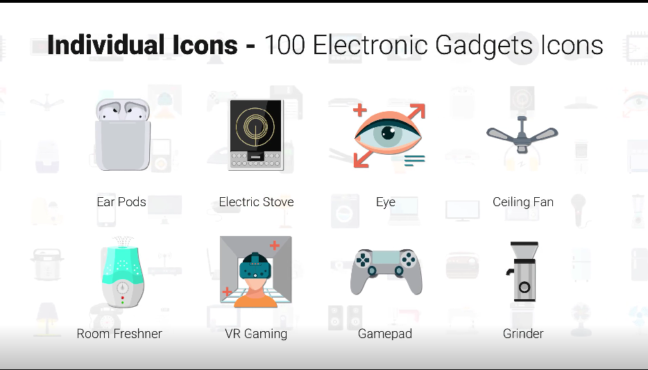 100組電器設(shè)備圖標(biāo)ICON動(dòng)畫AE源碼