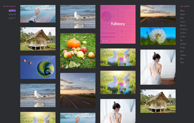 帶篩選功能的HTML5圖片瀑布流加載動畫特效