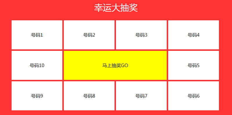 jQuery簡單的九宮格幸運大抽獎代碼