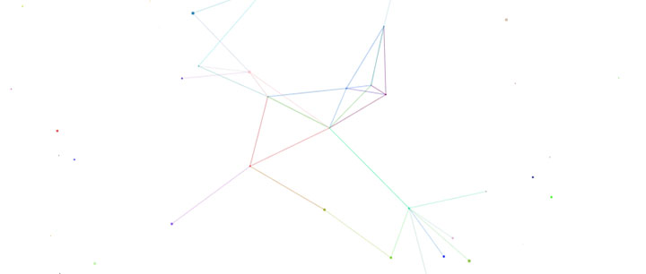 html5 canvas彩色網狀線條粒子動畫特效