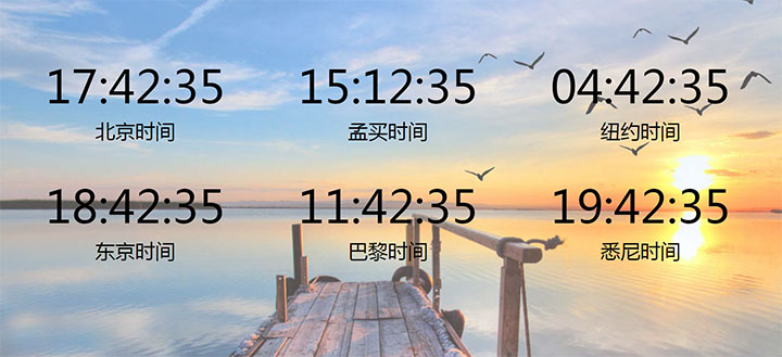 JS顯示多個國家時區當前時間代碼