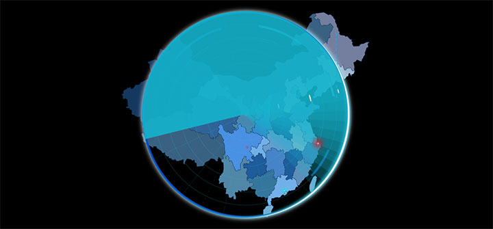 html5 canvas雷達掃描中國地圖動畫特效