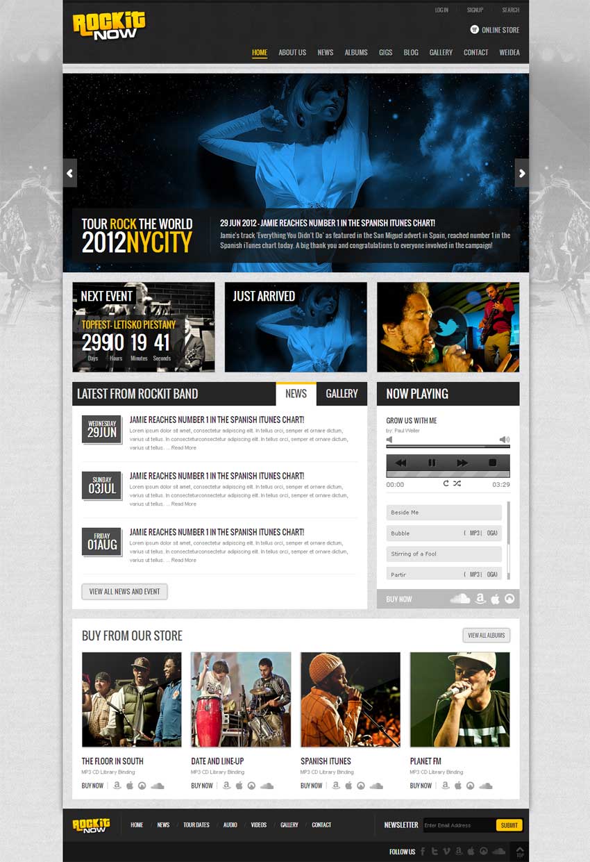 黑色的音樂演唱會票務網站模板html下載_企業網站模板