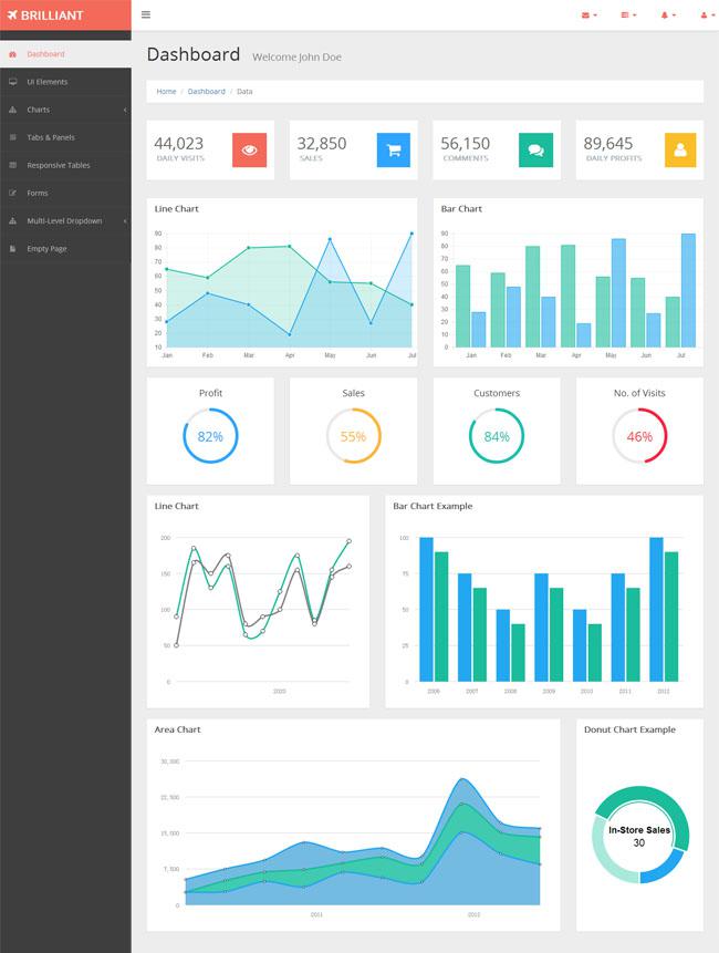 二欄設計后臺管理系統模板