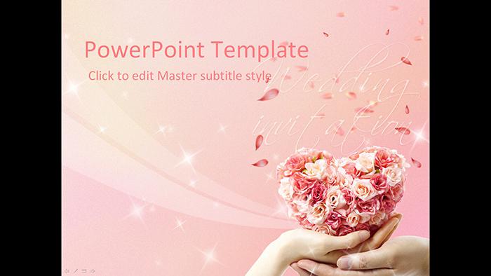 [免費]粉色玫瑰背景的浪漫婚禮PPT模板