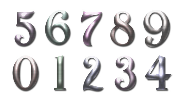 8種0到9藝術數字字體png圖片素材