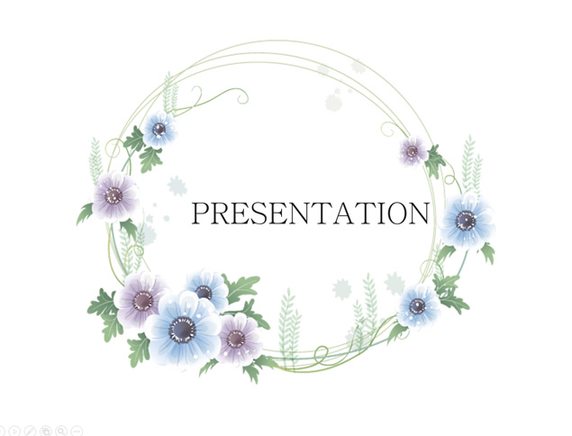 [免費]漂亮矢量花環清新簡約ppt模板