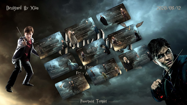 [免費]哈利波特Harry Potter歐美大電影主題ppt模板