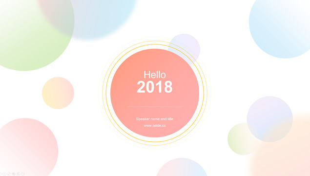 [免費]圓圈創意唯美小清新水彩配色工作總結報告ppt模板